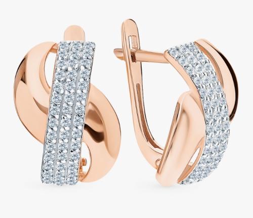 Золотые серьги с фианитом ВЫСТАВКА 40089900