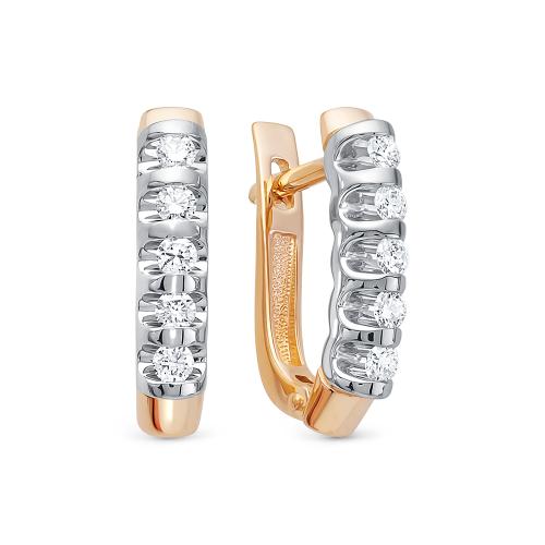 Золотые серьги дорожки с бриллиантом ЛЕТО 404-2100