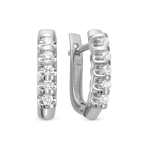 Серьги дорожки из белого золота с бриллиантом ЛЕТО 404-2200