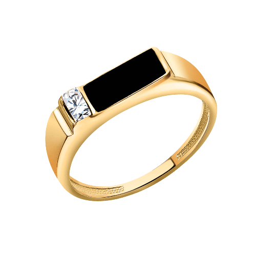 Мужская печатка из золота с агатом и фианитом АТОЛЛ 4056