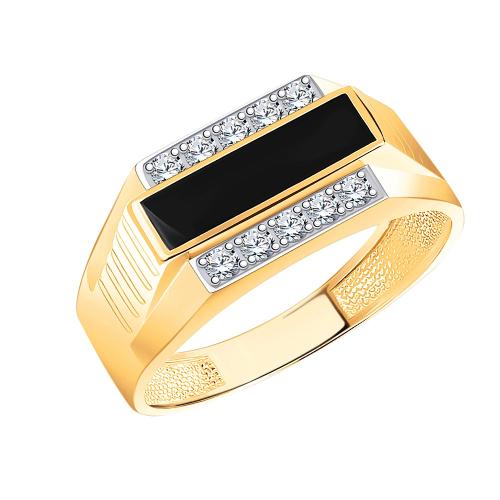 Мужская печатка из золота с ониксом и фианитом АТОЛЛ 4083
