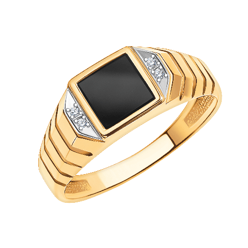 Мужская печатка из золота с агатом АТОЛЛ 4086