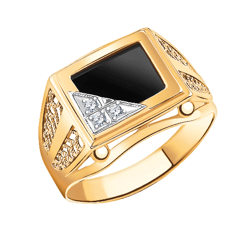 Мужская печатка из золота с ониксом и фианитом АТОЛЛ 4130 Мужская печатка из золота с ониксом и фианитом АТОЛЛ 4130