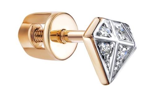 Золотые серьги пусеты-гвоздики с бриллиантом VESNA 41410-151-01-00