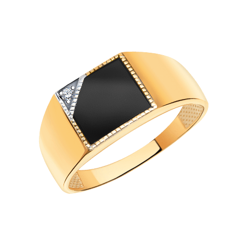 Мужская печатка из золота с эмалью и фианитом АТОЛЛ 4185эс10