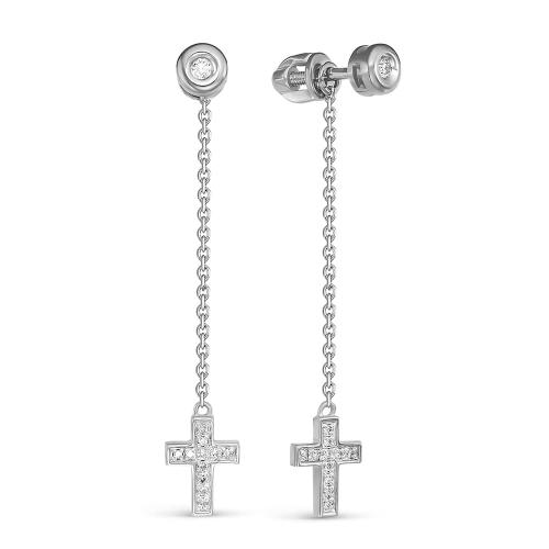 Длинные серьги из белого золота с бриллиантом VESNA 4903-251-00-00