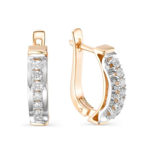 Золотые серьги дорожки с бриллиантом BRILLIANT STYLE 498-210
