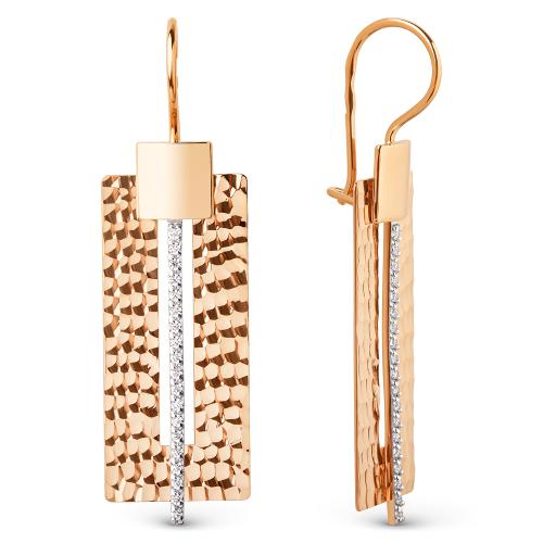 Золотые длинные серьги с фианитом ДИНАСТИЯ 500792-1112 Золотые длинные серьги с фианитом ДИНАСТИЯ 500792-1112