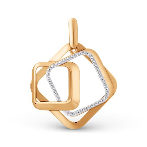 Золотая подвеска с фианитом ДИНАСТИЯ 503358-1102