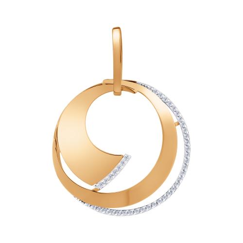 Золотая подвеска с фианитом ДИНАСТИЯ 503408-1102