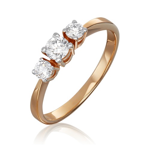 Золотое кольцо с кристаллом swarovski ПЛАТИНА 51-0475-38