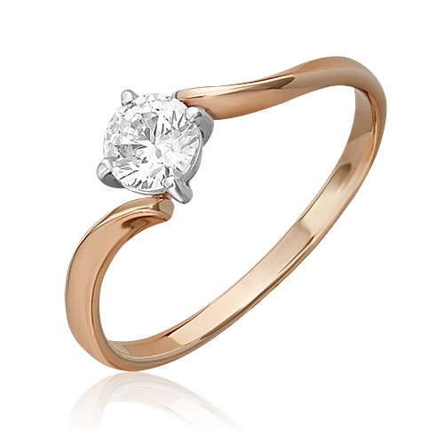 Золотое кольцо с кристаллом swarovski и фианитом ПЛАТИНА 51-0531-38