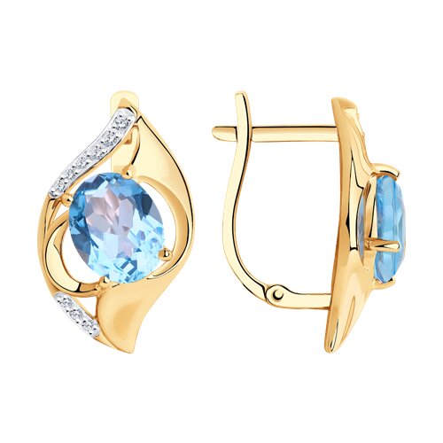 Золотые серьги с топазом и фианитом SOKOLOV 51-320-00924-1