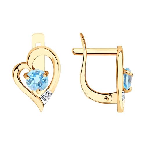 Золотые серьги с топазом и фианитом SOKOLOV 51-320-01316-1