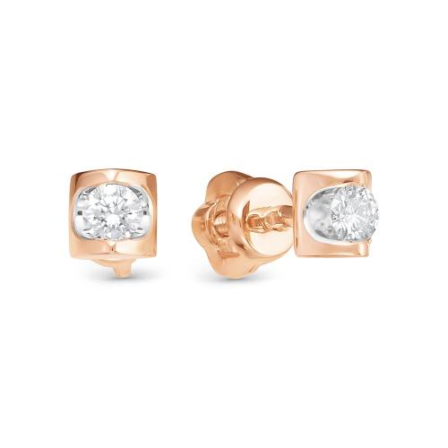 Золотые серьги пусеты-гвоздики с бриллиантом BRILLIANT STYLE 529-210
