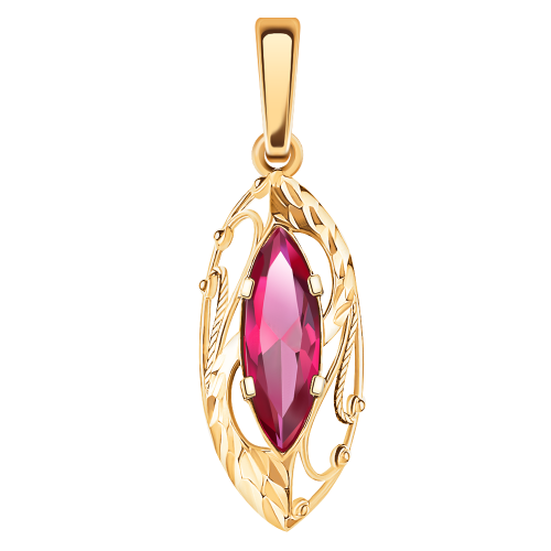 Золотая подвеска с рубином гидротермальным АТОЛЛ 5377ас1 Золотая подвеска с рубином гидротермальным АТОЛЛ 5377ас1