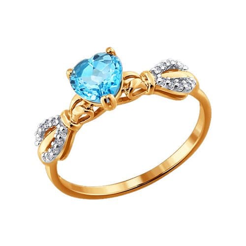 Золотое кольцо с топазом и фианитом SOKOLOV 713811