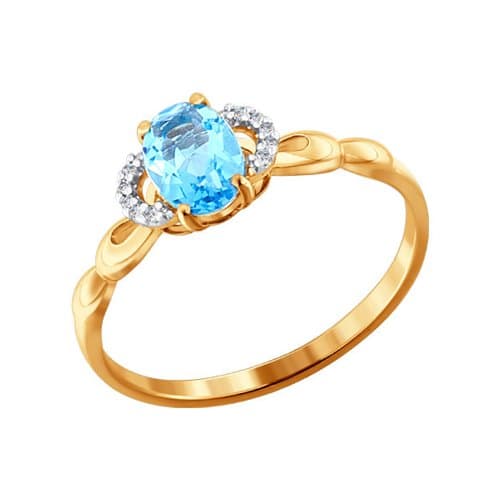 Золотое кольцо с топазом и фианитом SOKOLOV 713819