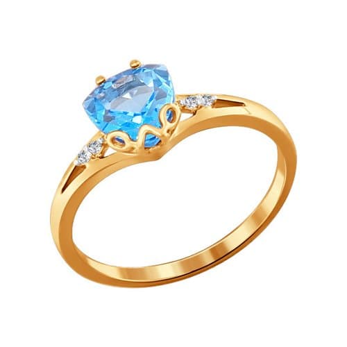 Золотое кольцо с топазом и фианитом SOKOLOV 713824