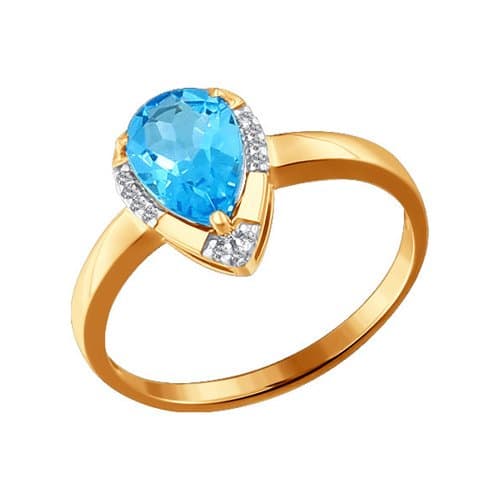 Золотое кольцо с топазом и фианитом SOKOLOV 713877