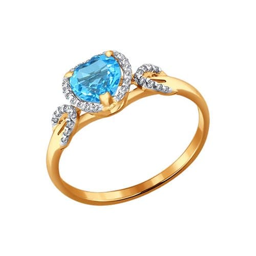 Золотое кольцо с топазом и фианитом SOKOLOV 713999