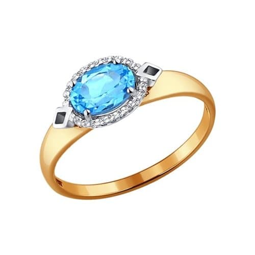 Золотое кольцо с топазом и фианитом SOKOLOV 714068