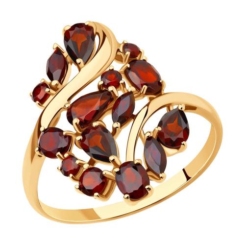 Золотое кольцо с гранатом SOKOLOV 714283 Золотое кольцо с гранатом SOKOLOV 714283