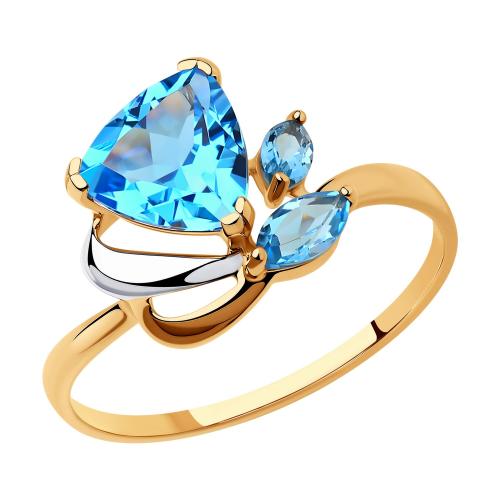 Золотое кольцо с топазом SOKOLOV 714623