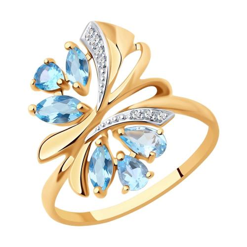 Золотое кольцо с топазом и фианитом SOKOLOV 714736 Золотое кольцо с топазом и фианитом SOKOLOV 714736