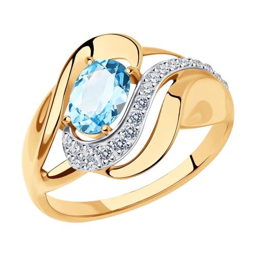 Золотое кольцо с топазом и фианитом SOKOLOV 714780 Золотое кольцо с топазом и фианитом SOKOLOV 714780