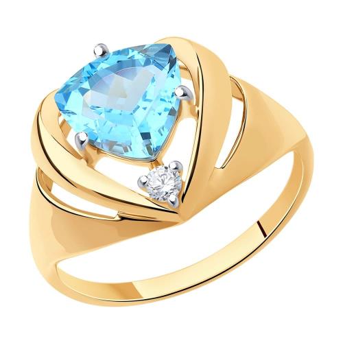Золотое кольцо с топазом и фианитом SOKOLOV 714827 Золотое кольцо с топазом и фианитом SOKOLOV 714827