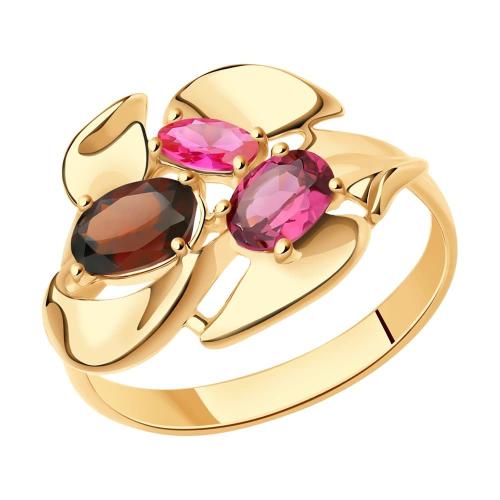 Золотое кольцо с рубином гидротермальным SOKOLOV 714860