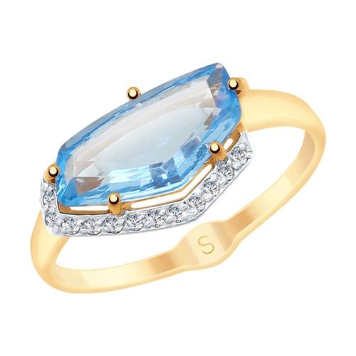 Золотое кольцо с топазом и фианитом SOKOLOV 715367