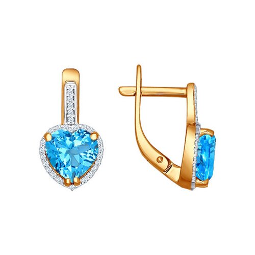 Золотые серьги с топазом и фианитом SOKOLOV 722238