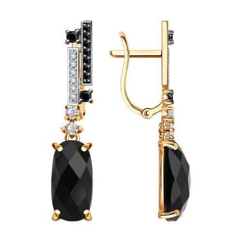 Золотые серьги с агатом и фианитом SOKOLOV 724375