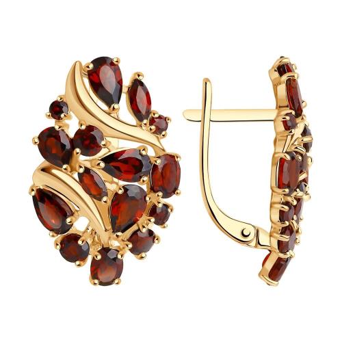 Золотые серьги с гранатом SOKOLOV 724401