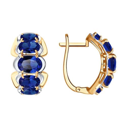 Золотые серьги с сапфиром гидротермальным SOKOLOV 724565