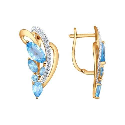 Золотые серьги с топазом и фианитом SOKOLOV 724681