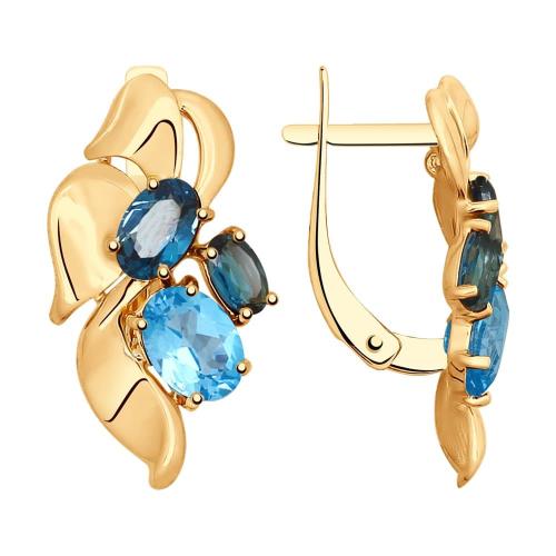 Золотые серьги с лондоном топазом SOKOLOV 725127