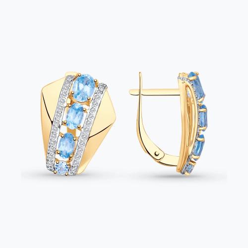 Золотые серьги с топазом и фианитом SOKOLOV 725185