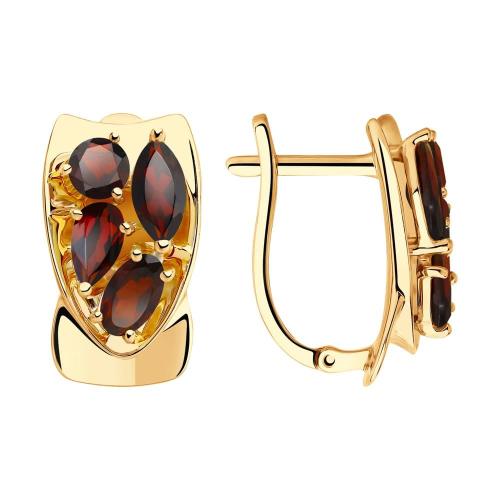 Золотые серьги с гранатом SOKOLOV 725865