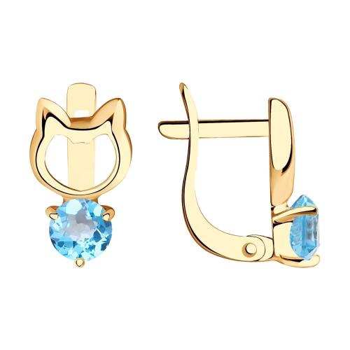 Золотые серьги с топазом и фианитом SOKOLOV 726948