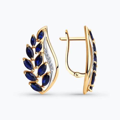 Золотые серьги с корундом SOKOLOV 727089