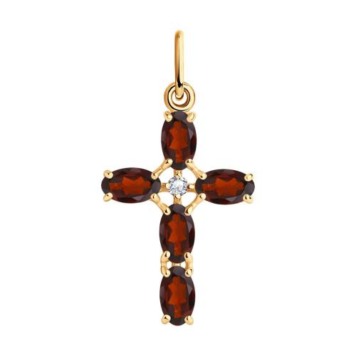 Золотая подвеска с гранатом SOKOLOV 732166 Золотая подвеска с гранатом SOKOLOV 732166