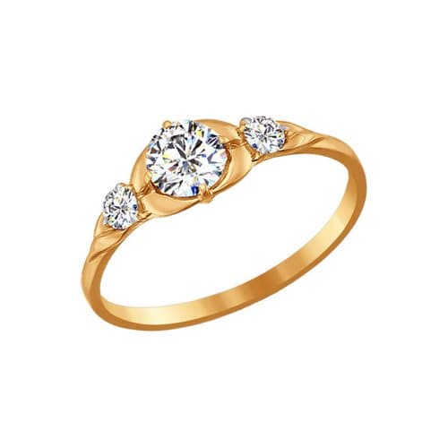 Золотое кольцо с кристаллом swarovski SOKOLOV 81010188