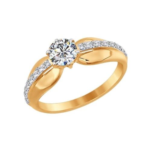 Золотое кольцо с фианитом SOKOLOV 81010218