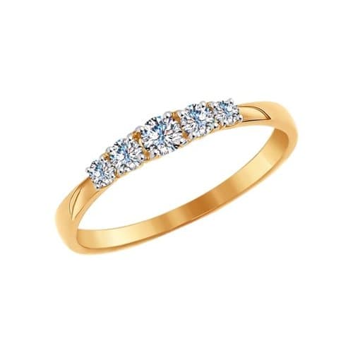 Золотое кольцо дорожка с кристаллом swarovski SOKOLOV 81010235