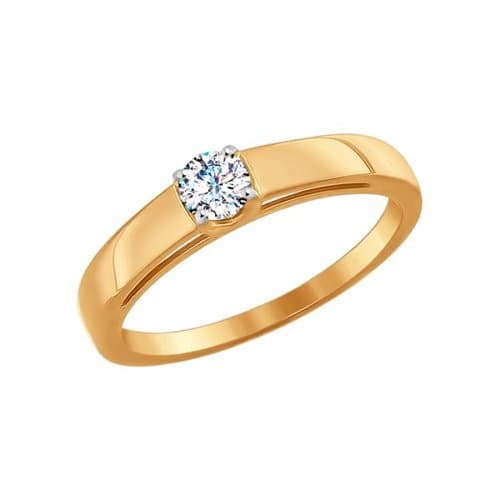 Золотое кольцо с кристаллом swarovski SOKOLOV 81010242