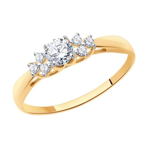 Золотое кольцо с кристаллом swarovski SOKOLOV 81010274