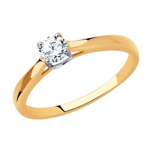 Золотое помолвочное кольцо с кристаллом swarovski и фианитом SOKOLOV 81010488 Золотое помолвочное кольцо с кристаллом swarovski и фианитом SOKOLOV 81010488